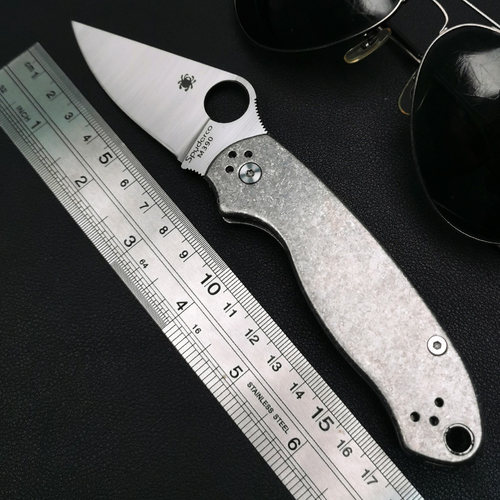 M390粉末钢折刀蜘蛛C223高硬度锋利冰晶钛合金口袋折叠小水果刀具