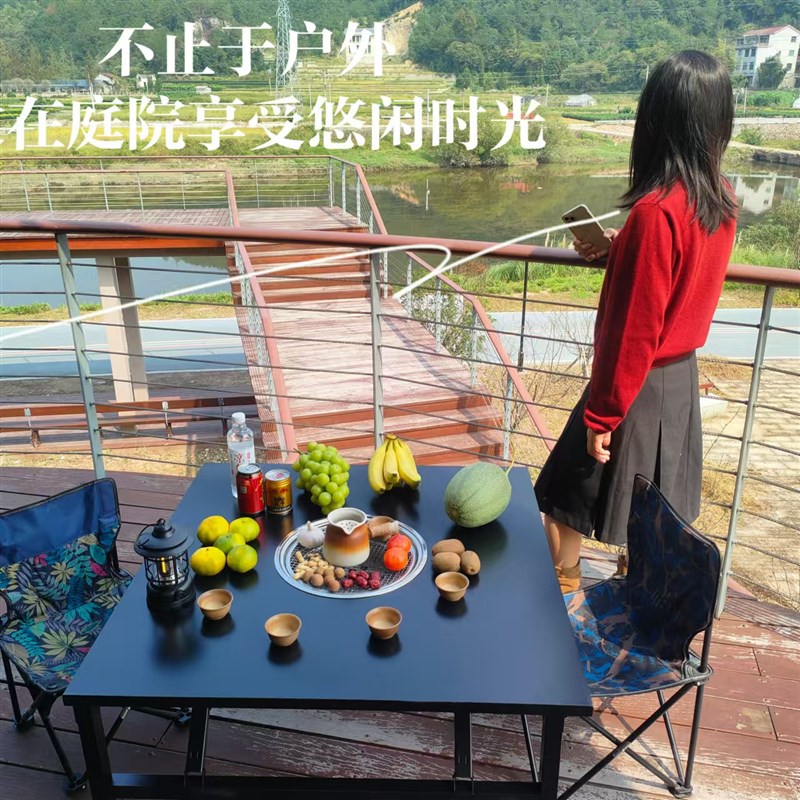 商用夜市摆摊不锈钢户外烧烤桌子木炭烤炉长桌正方形折叠式火锅桌