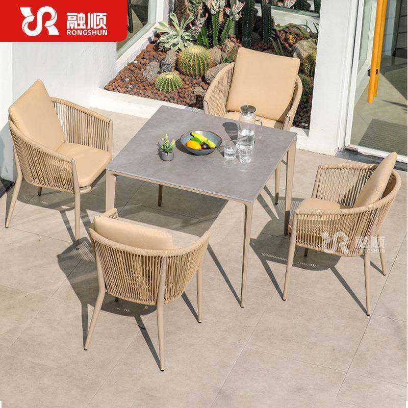 庭院户外桌椅组合现代别墅花园藤椅室外休闲岩板餐桌露台藤编椅子,商业/办公家具,商用藤编家具,淘宝优惠券,粉丝福利购,淘宝优惠卷