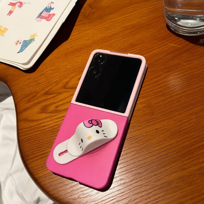 适用小米mix2手机壳PuraX华为Pocket2折叠壳OPPOFindN3摩托罗拉razr60女款三星Zflip7保护套5撞色凯蒂6带指环