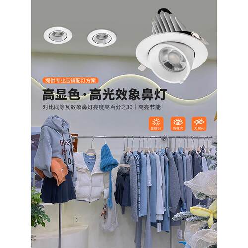 嵌入式象鼻灯可调角度天花灯店铺商用服装店女装led牛眼射灯4500k