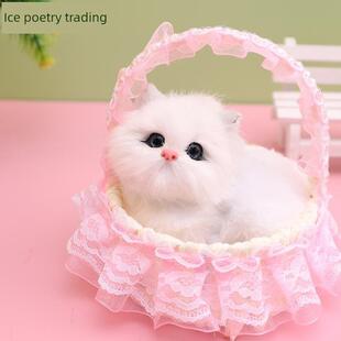 会叫的篮子小猫咪3-6岁儿童玩具真小兔子毛绒动物摆件生日礼物