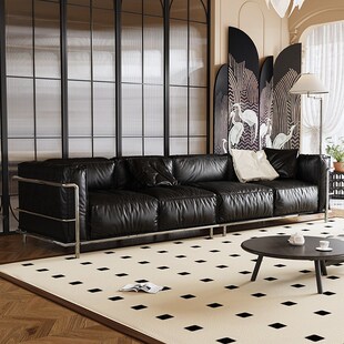 意式覆古油蜡猫抓包豪斯沙发现代简约客厅小户型柯布西耶LC3沙发