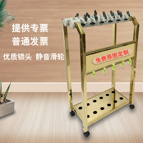 雨伞架商用12头带广告伞架大堂酒店钛金雨伞架大锁头带锁方管伞架