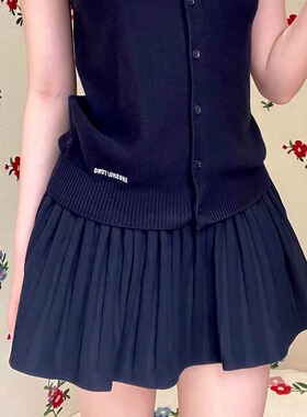 ICEYY shushu学院风甜美设计感褶皱半身裙女休闲高腰A字百褶裙to