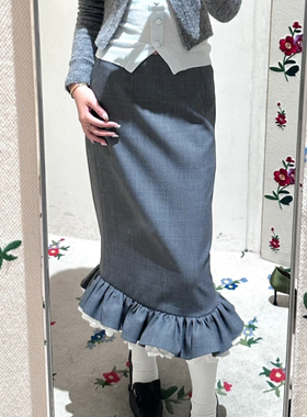 ICEYY shushu法式复古设计感花苞半身裙女气质休闲百搭显瘦包臀裙