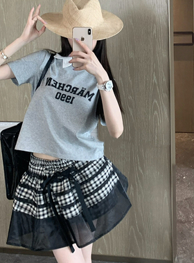 ICEYY marchen韩系字母印花休闲短袖T恤女设计感修身显瘦圆领上衣