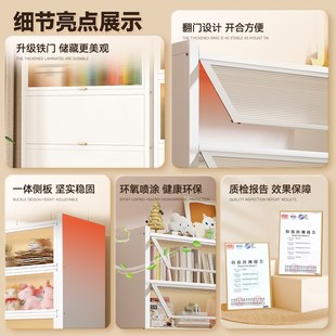 家用钢制书柜带门儿童q书架客厅收纳柜防尘铁艺储物柜卧室置物柜