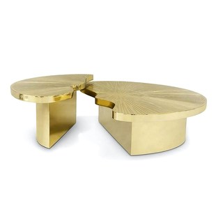 轻奢不锈f钢组合茶几现代简约异形茶桌大平层客厅高级感咖啡 意式