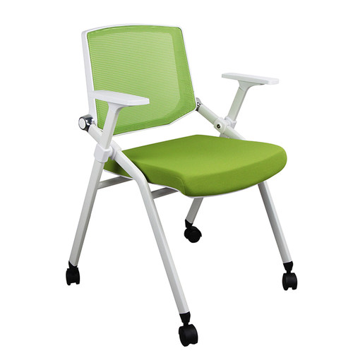 多功能折叠培训椅可移动会议椅带轮职员电脑椅办公椅写字板新闻椅