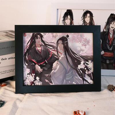 魔道祖师动画蓝忘机魏无羡同款照片水晶相框动漫桌面定制摆台礼物