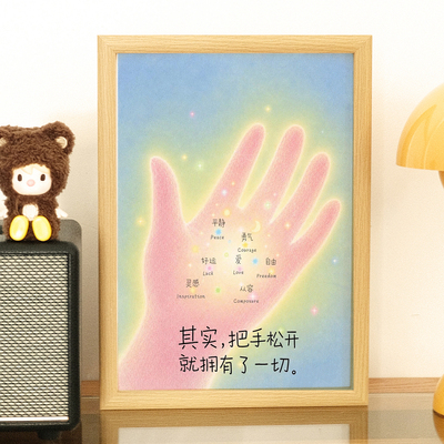 温柔治愈手掌文字相框松手释怀正能量ins风氛围摆件送闺蜜礼物