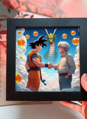 鸟山明七龙珠悟空超级赛亚人纪念周边日式动漫摆件相框装饰挂画