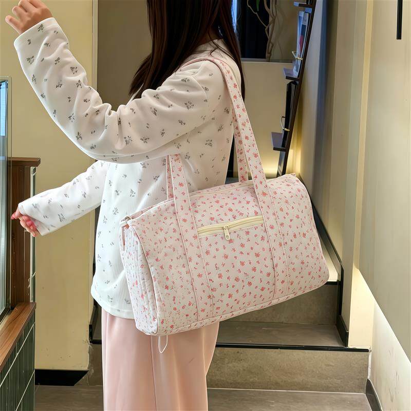 大容量旅行包ins风小碎花单肩斜挎包少女心轻便手提行李收纳包包