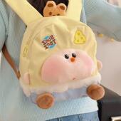 2025新款 日系二次元 玩偶背包卡通黄桃苹果树毛绒双肩包少女书包萌