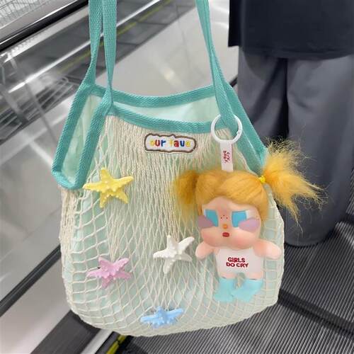海边度假沙滩包网兜镂空编织袋旅行单肩女大容量手提包尼龙背心包