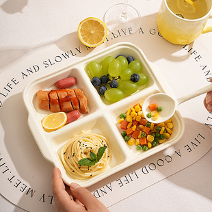 分格餐盘分餐盘高级感家用大人四格陶瓷减肥专用减脂月子餐具套装