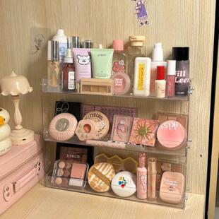 化妆品收纳盒桌面高级感透明亚克力护肤箱笔刷筒口红梳妆台置物架