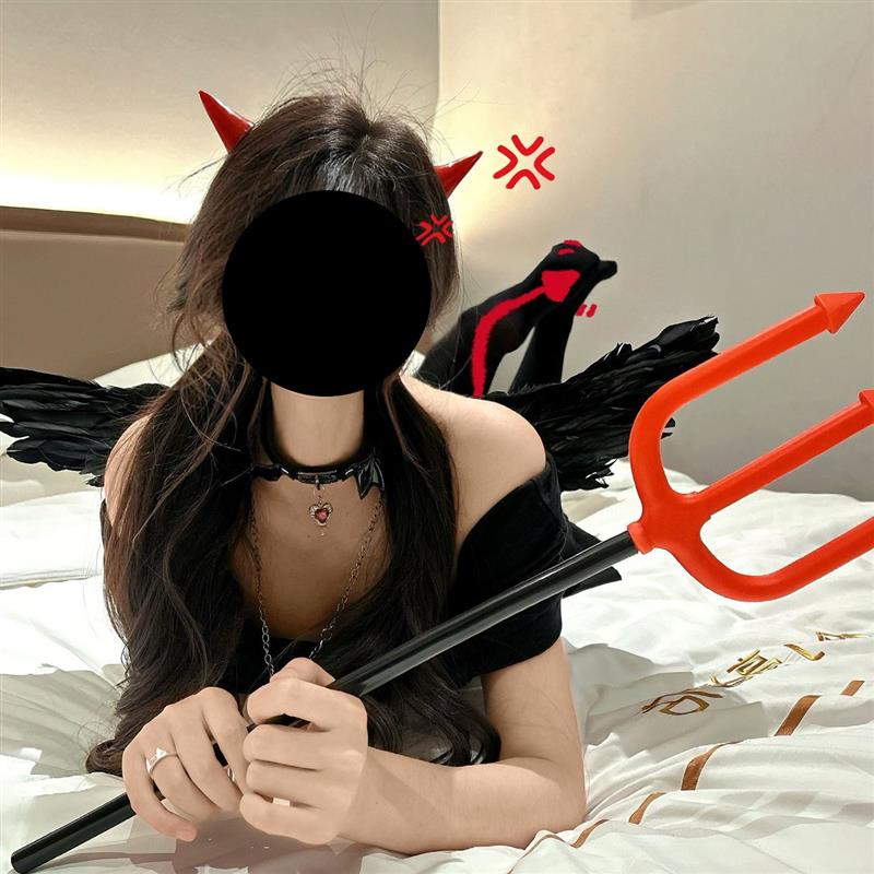 【一整套】恶魔翅膀背饰服装少女哥特风蕾丝暗黑项圈拍照cos道具