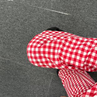 格子睡裤女家居裤宽松休闲春夏季薄款红色遛弯裤垂感可外穿长裤