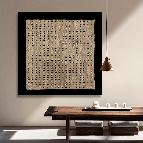 酒店民宿侘寂风装饰画中古卧室挂画客厅书房现代简约抽象复古油画