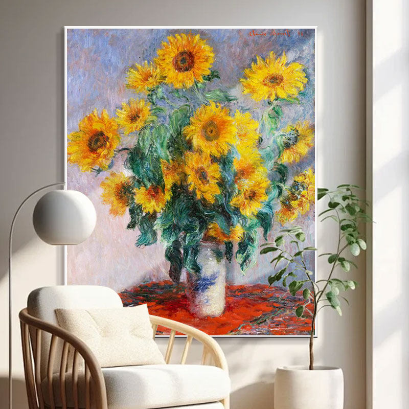 中古风手绘风景油画法式挂画奶油风酒店装饰画印象派花卉莫奈睡莲