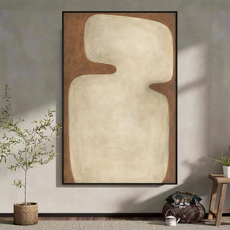中古风侘寂风油画中古抽象纯手绘装饰画客厅玄关走廊高级感挂画