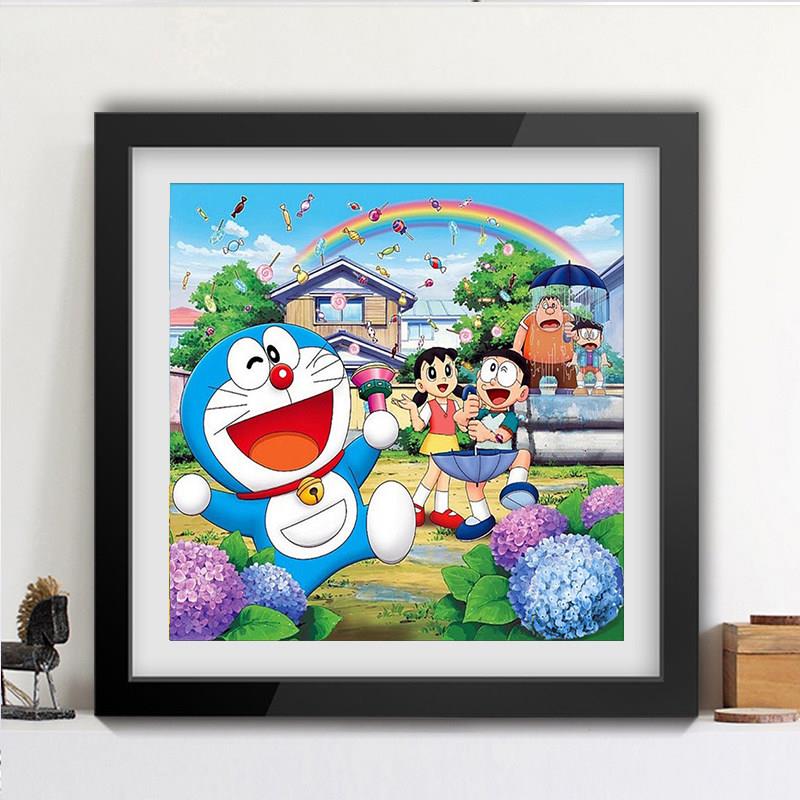 儿童卡通钻石画 2026新款5d手工DIY贴钻十字绣蓝胖子小幅卧室满钻