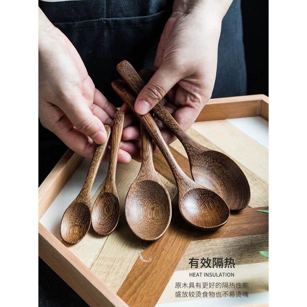 长柄木勺子 家用实木汤勺 无漆韩式创意可爱小木勺子儿童勺鸡翅木