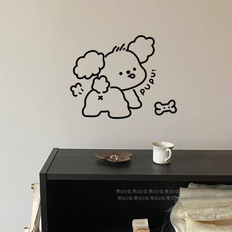可爱狗狗宠物店玻璃移动门防撞贴装饰贴画 创意房间柜子墙壁贴纸