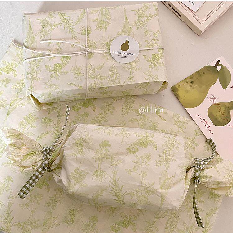 Hinn 绿色森林~原创根茎雪梨纸复古礼物鲜花服装包装纸拍照背景纸