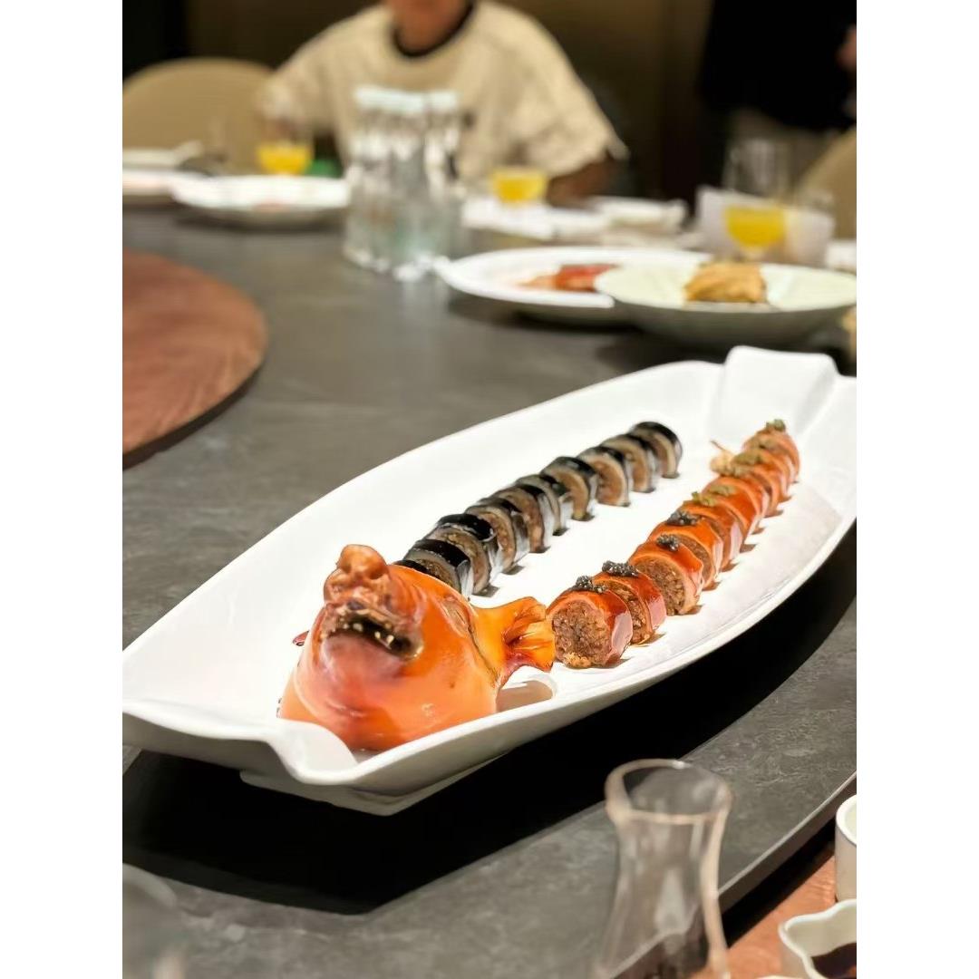 纯白新中式陶瓷大号蒸鱼盘家用长方形专用盘子特色酒店餐具蒸鱼盆