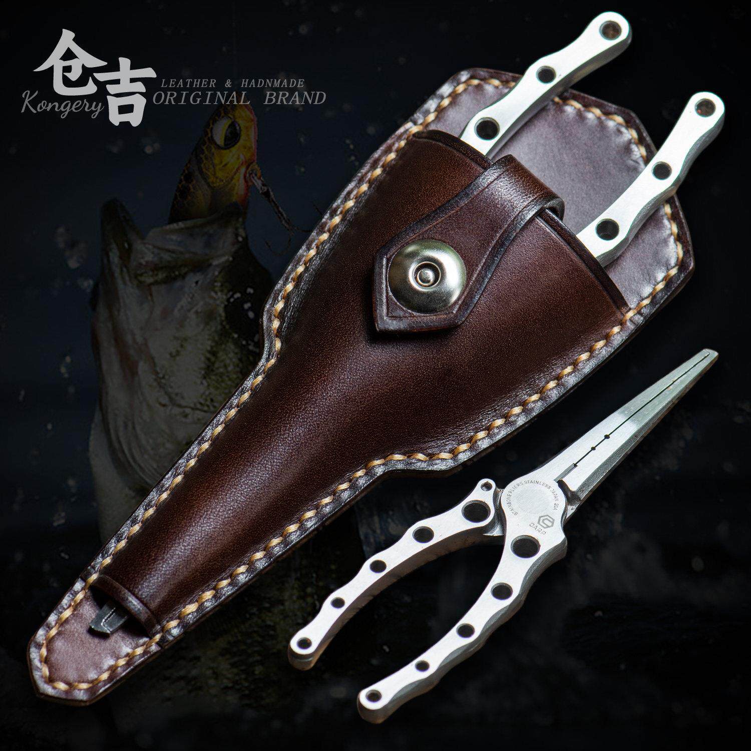 【雪峰路亚钳】牛皮套！仓吉手工头层牛皮工具包通用钳子真皮收纳