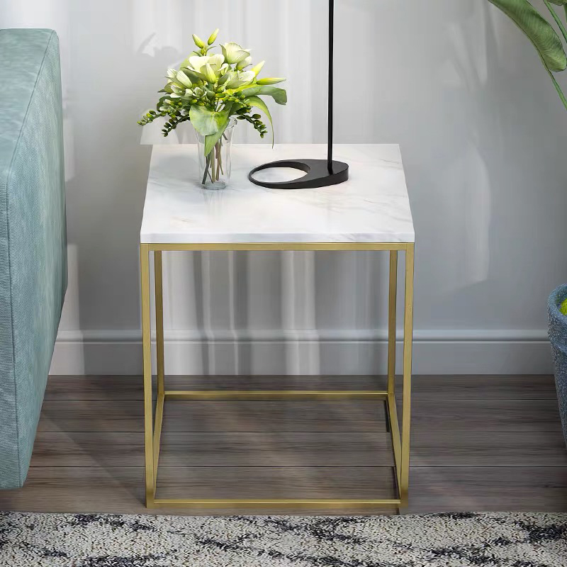 北欧靠墙边几轻奢置物架创意角几大理石台面客厅简约铁艺小茶几窄
