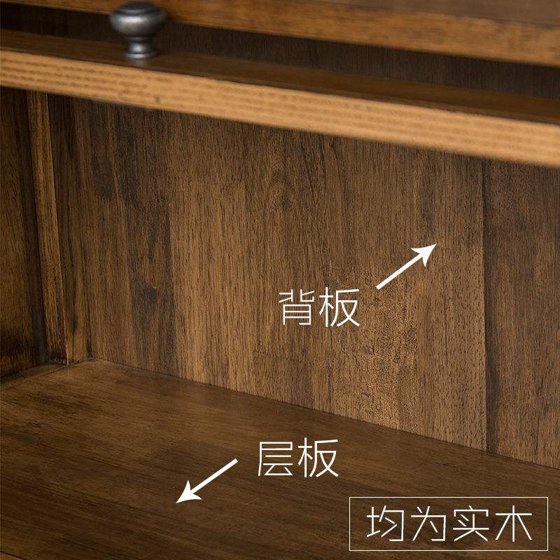 北欧新中式落地全实木美式办公室定制书柜带玻璃门家用置物架