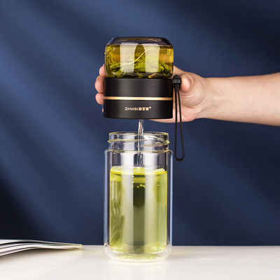 茶杯茶水分离双层玻璃水杯男士个人专用便携泡茶女颜值杯子高级感