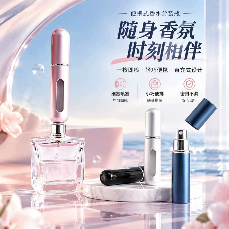 高端香水分装瓶底部充装香水瓶便携旅行分装器喷雾瓶空瓶香水瓶子