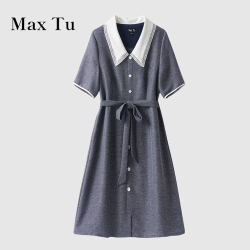 MaxTu法式娃娃领收腰显瘦连衣裙