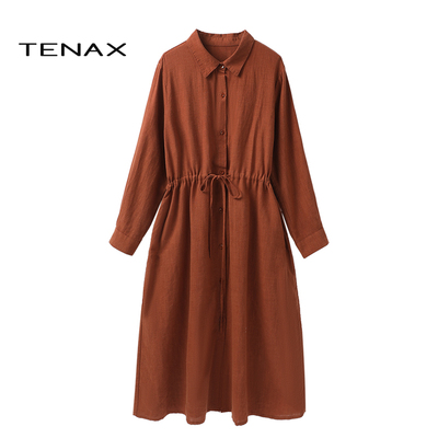 TENAX2025春秋新款苎麻连衣裙