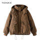 TENAX 风鸭绒连帽加厚羽绒服 中年妈妈时尚 2025冬新款 宽松大码