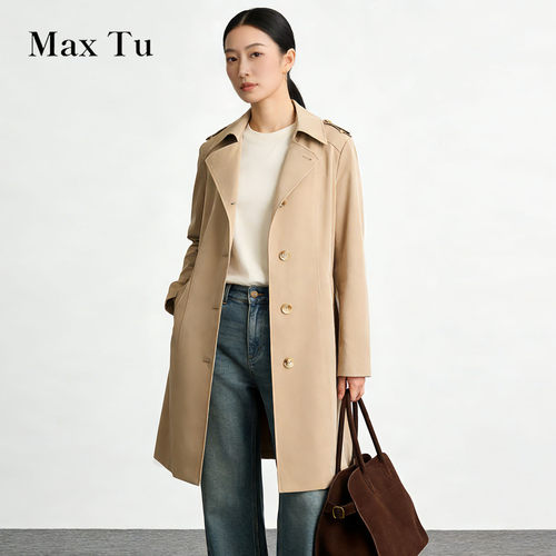 MaxTu春秋大码显瘦中长风衣外套