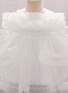 2026新款儿童礼服露肩蓬蓬公主裙女童网纱连衣裙钢琴演