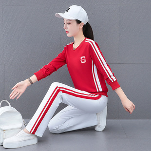 2026新款团队运动套装女直筒长裤时尚广场舞春秋休闲卫衣两件