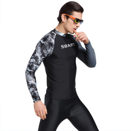 2025新款男士分体泳衣防晒潜水服上衣长袖度假浮潜衣冲浪衣防