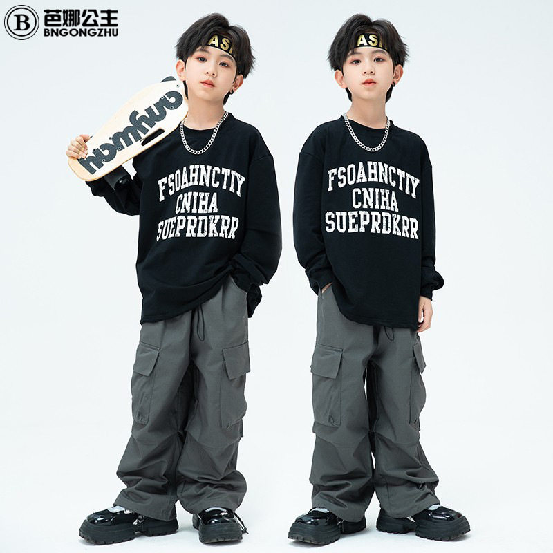 2026新款少儿街舞服装嘻哈风炸街男童酷帅hiphop架子鼓儿童