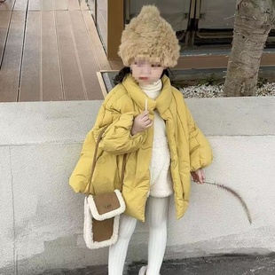2025新款女童冬装羽绒棉服洋气儿童保暖外套宝宝冬季棉衣黄色