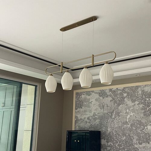 法式餐厅吊灯中古奶油风创意陶瓷灯包豪斯饭厅吧台长条形餐桌灯饰