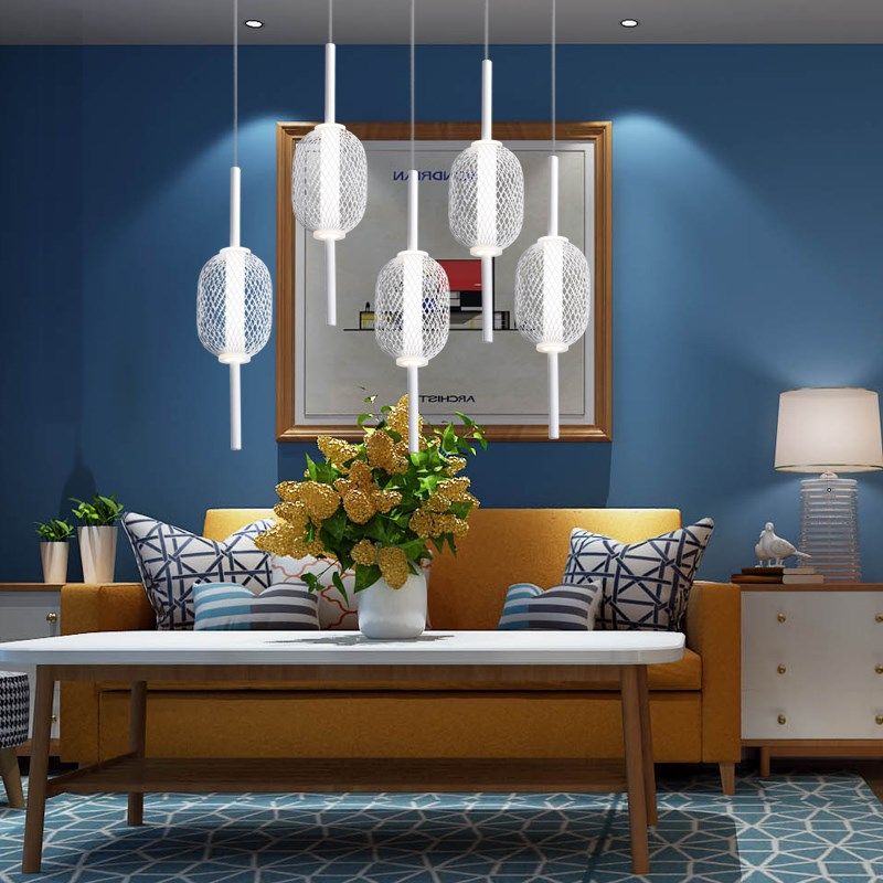 LOFT复式住宅灯具时尚中式餐厅客厅书房黑色白色智能铁艺楼梯吊灯