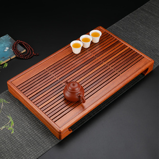 花梨木茶盘家用实木镂空沥水茶台抽屉式储水排水茶具干泡台茶托盘