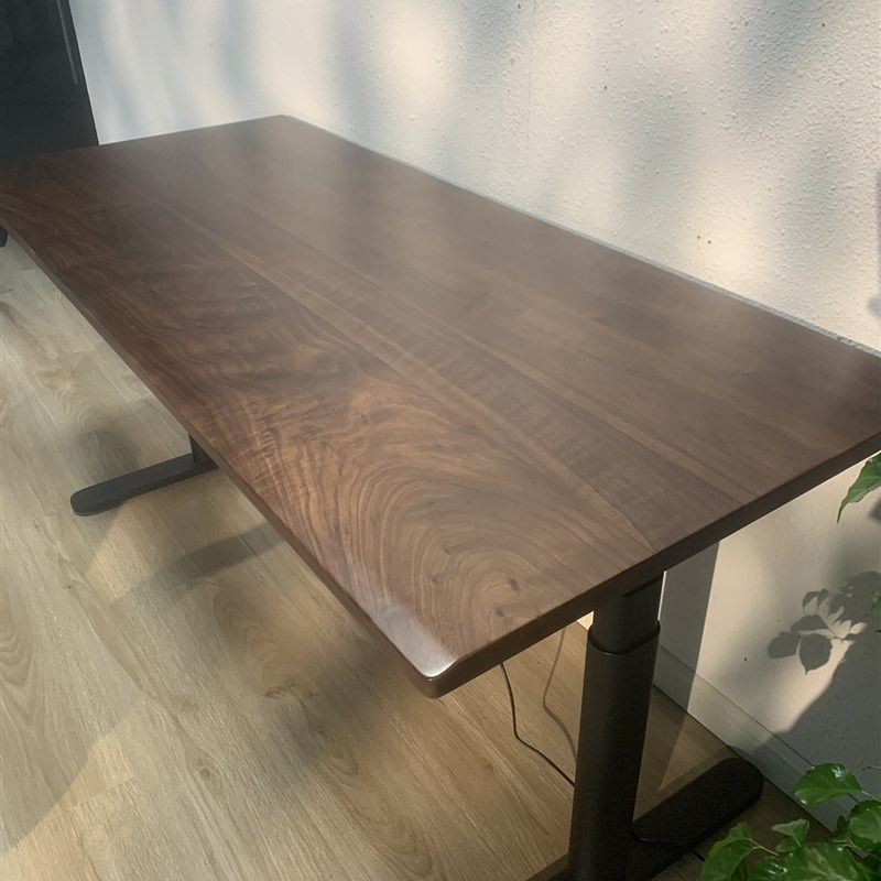 北美黑胡桃实木电动升降桌智能书桌办公桌台式电脑桌升降桌腿定制